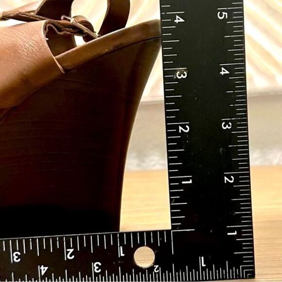 Marni Brown Leather Cutout Slingback Platform Wedge Wood 5” Heel 40 8.5 - Picture 16 of 16